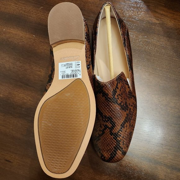 Clarks Women's Shoes Pure Viola Dark Tan Snake Skin Print Brown Leather Size 8.5 - Picture 3 of 10